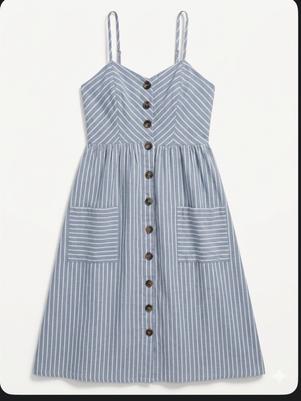 Japna Blue and White Striped Button-Front Sundress 100% cotton
